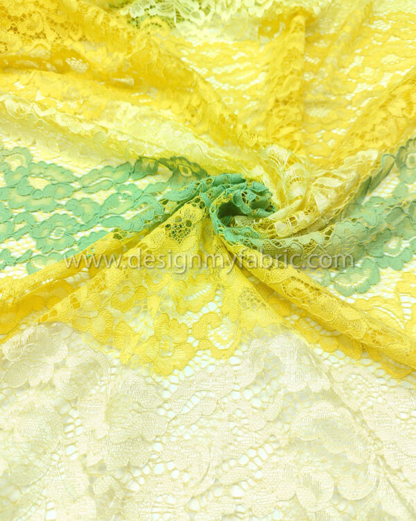 Yellow french lace fabric #80654 - Image 4