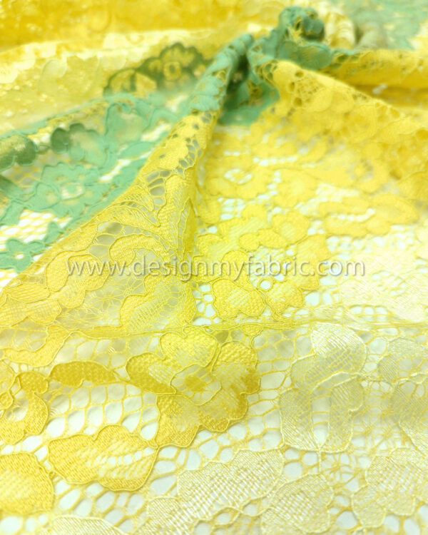 Yellow french lace fabric #80654 - Image 5