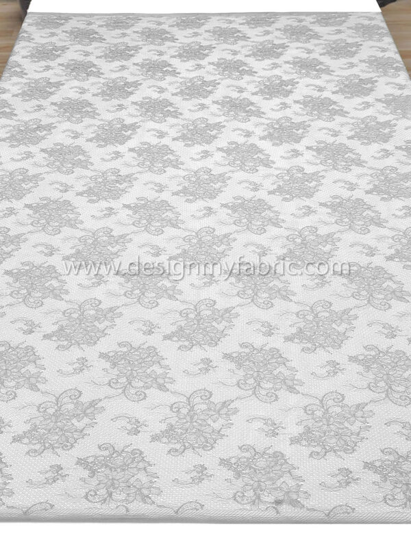 Grey french lace fabric #70090 - Image 6