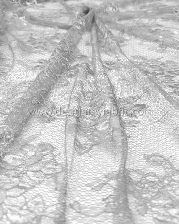 Grey french lace fabric #70090 - Image 4