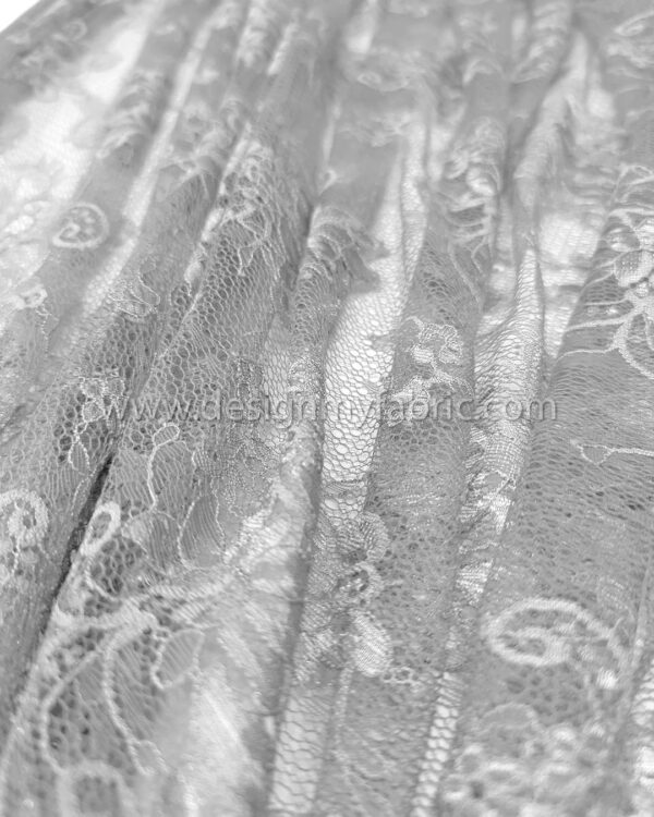 Grey french lace fabric #70090 - Image 5