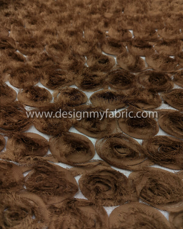 3D brown flower fabric #80264 - Image 2