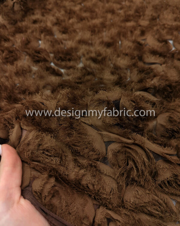 3D brown flower fabric #80264 - Image 3