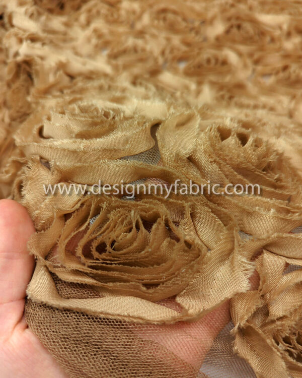 3D light brown flower fabric #80265 - Image 2