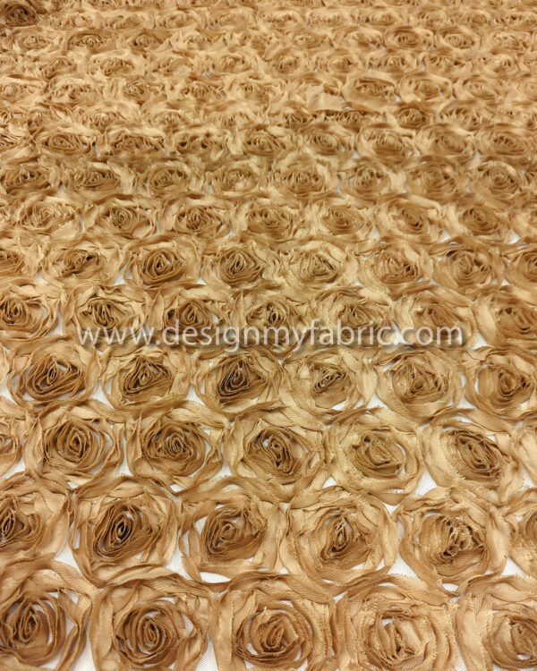 3D light brown flower fabric #80265 - Image 3