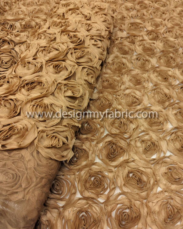 3D light brown flower fabric #80265