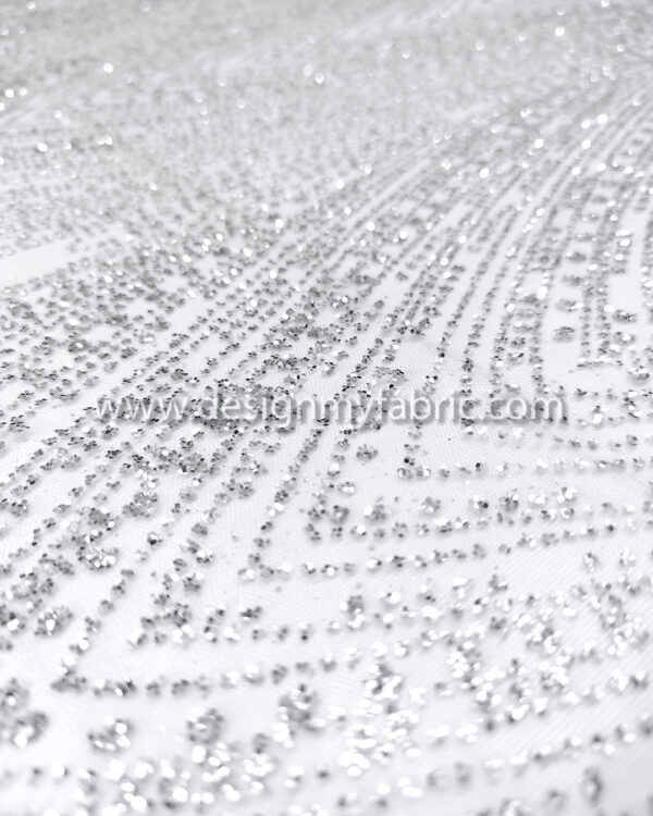 Silver glitter lace fabric #99148 - Image 2