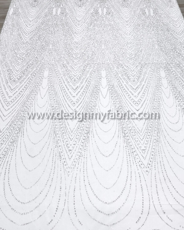 Silver glitter lace fabric #99148 - Image 9