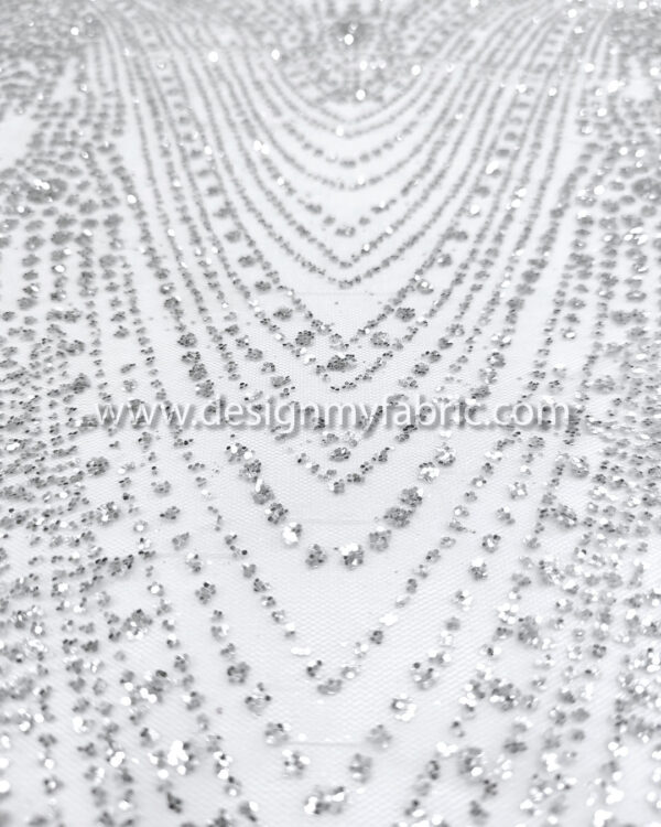 Silver glitter lace fabric #99148 - Image 7