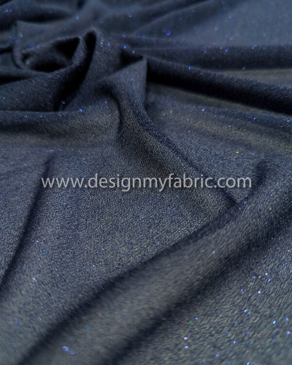 Navy blue glitter chiffon fabric #95077 - Image 4