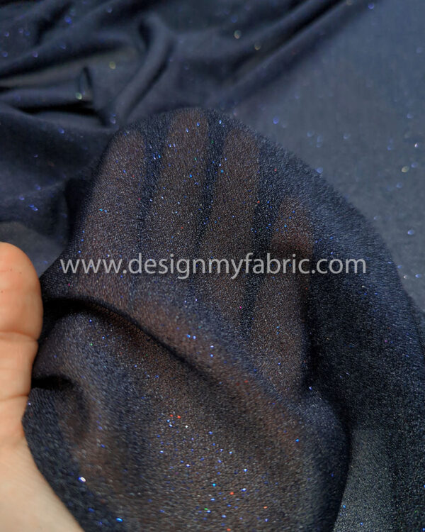 Navy blue glitter chiffon fabric #95077 - Image 3