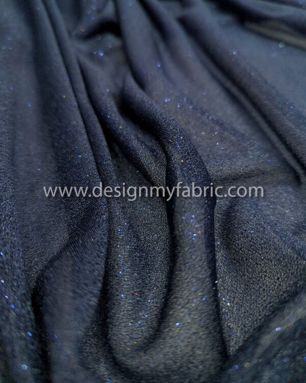 Navy blue glitter chiffon fabric #95077 - Image 5