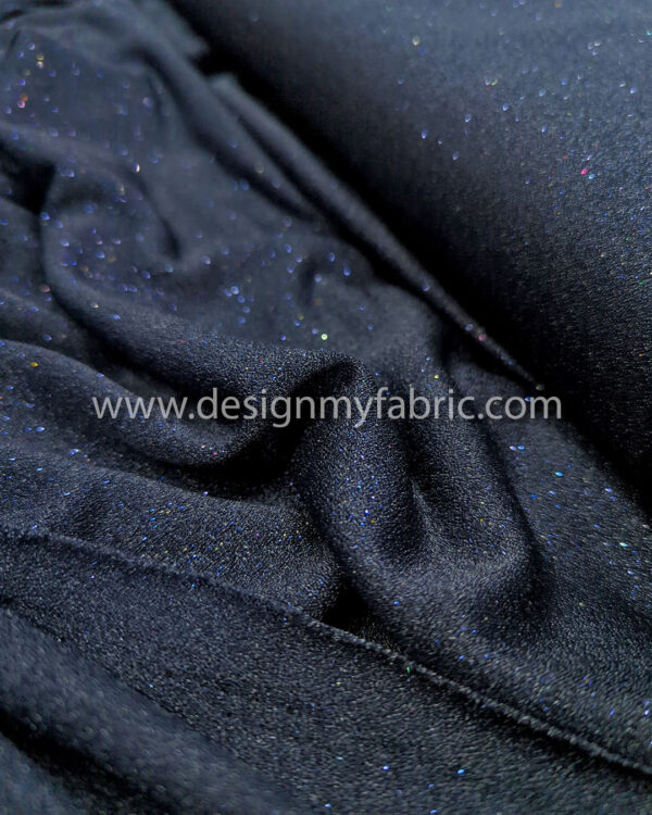 Navy blue glitter chiffon fabric #95077 - Image 6