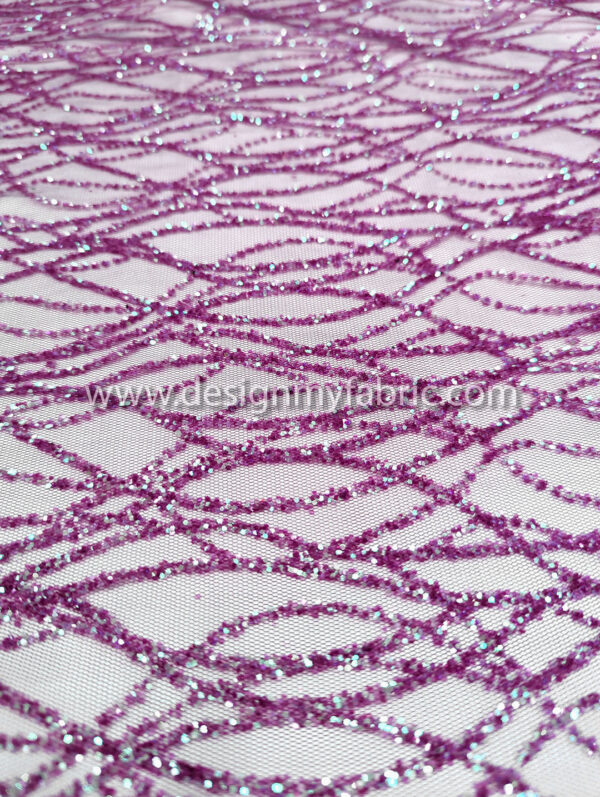 Purple reflect green glitter net fabric #91587 - Image 4