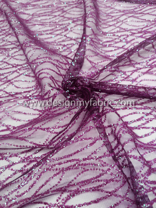 Purple reflect green glitter net fabric #91587 - Image 5