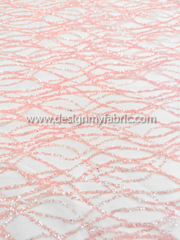 Pink glitter net fabric #91586 - Image 2