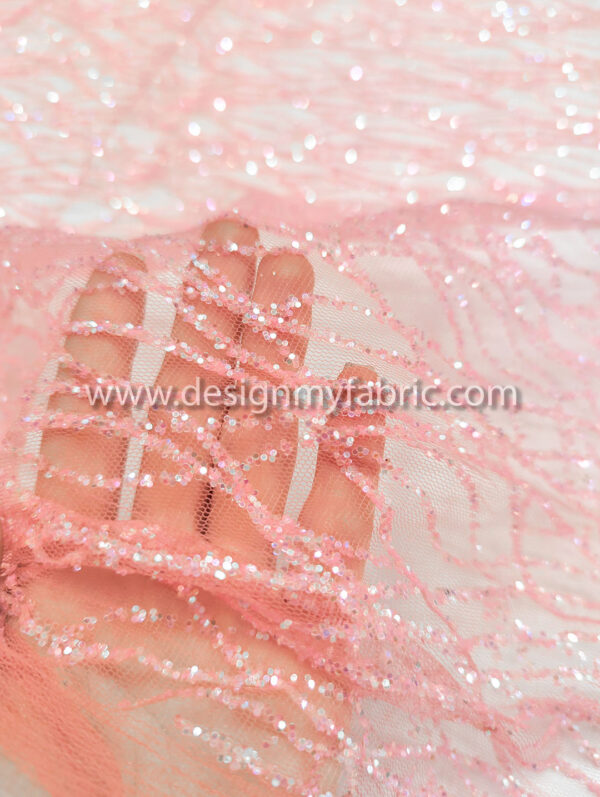 Pink glitter net fabric #91586 - Image 3