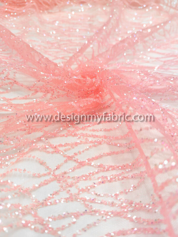 Pink glitter net fabric #91586 - Image 5