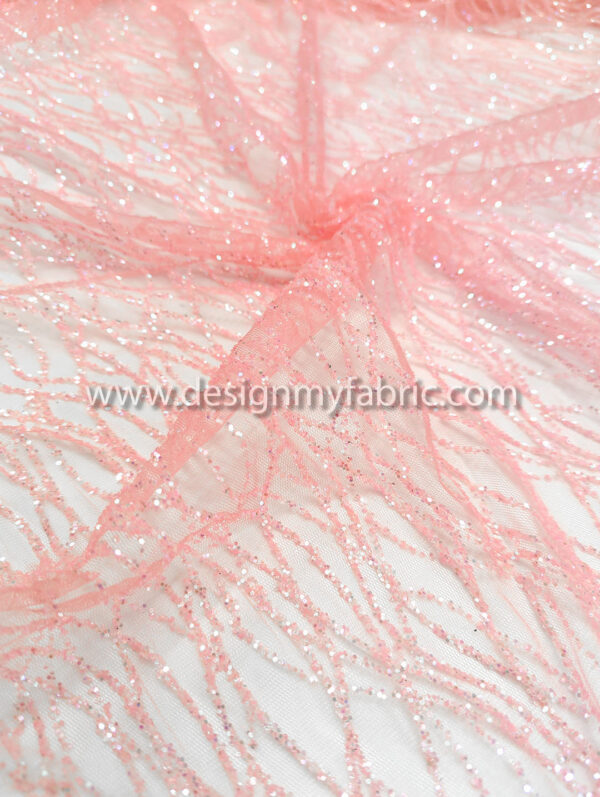 Pink glitter net fabric #91586 - Image 6