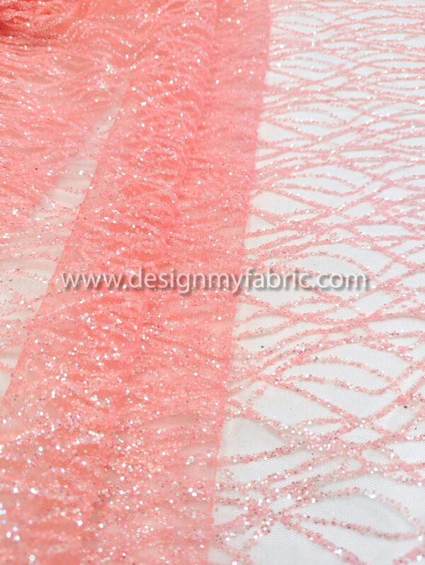 Pink glitter net fabric #91586