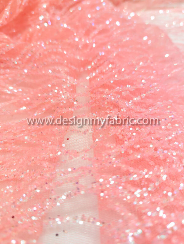 Pink glitter net fabric #91586 - Image 7