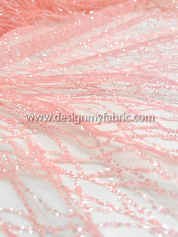 Pink glitter net fabric #91586 - Image 4