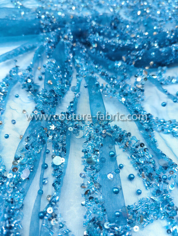 Blue color embroidery couture lace - Image 8