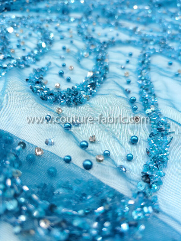 Blue color embroidery couture lace - Image 11