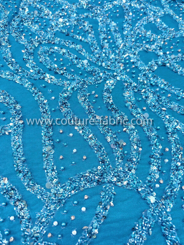 Blue color embroidery couture lace - Image 12