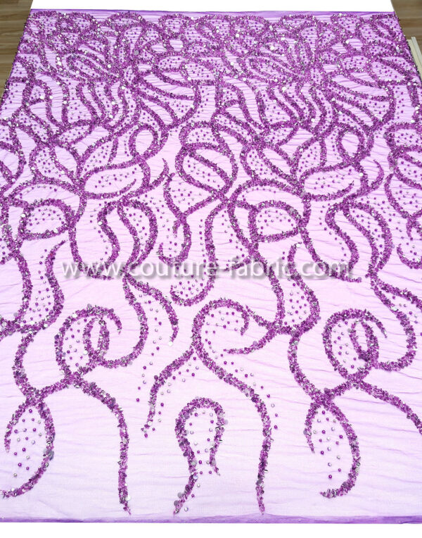 Purple color embroidery couture lace - Image 11