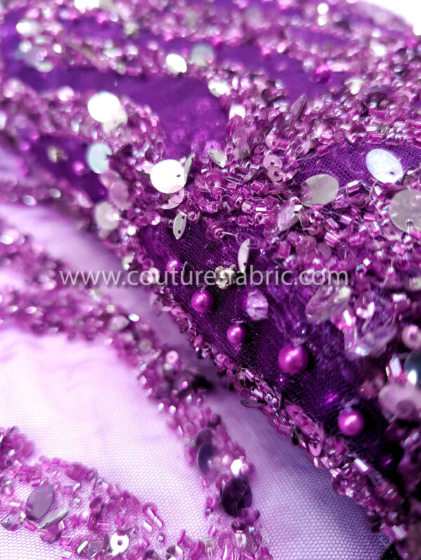 Purple color embroidery couture lace - Image 6