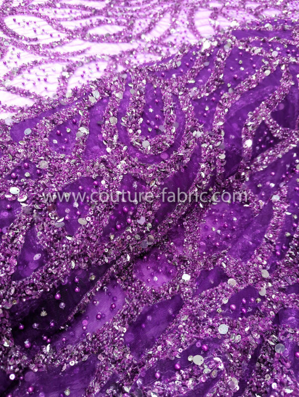 Purple color embroidery couture lace - Image 8