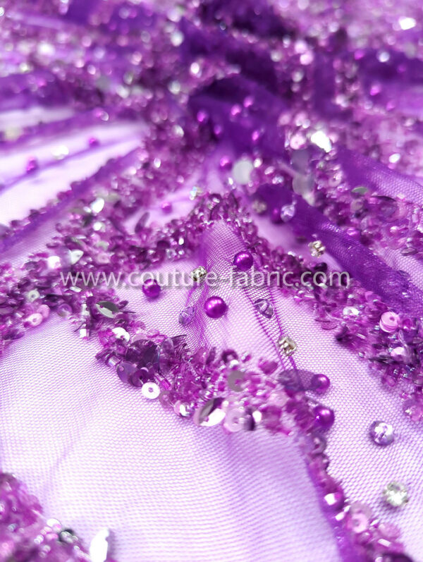 Purple color embroidery couture lace - Image 7