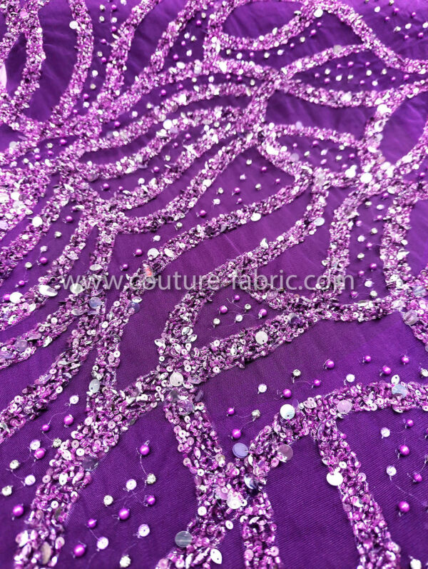 Purple color embroidery couture lace - Image 10