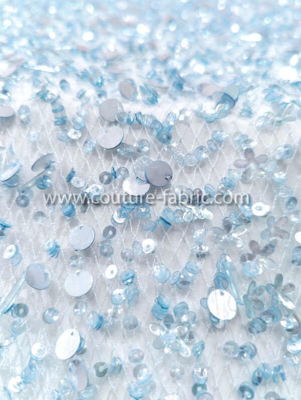 Babyblue color embroidery couture lace - Image 4