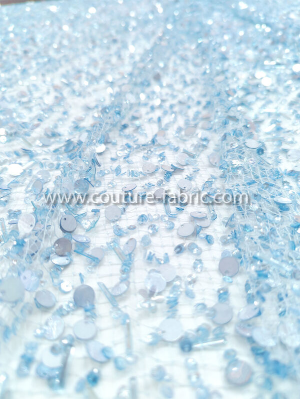 Babyblue color embroidery couture lace - Image 5