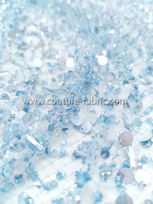 Babyblue color embroidery couture lace - Image 6