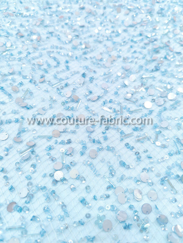 Babyblue color embroidery couture lace - Image 8