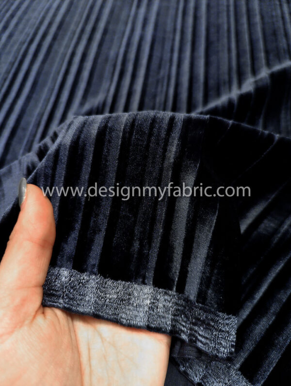 Dark grey tint blue velvet fabric #91934 - Image 3