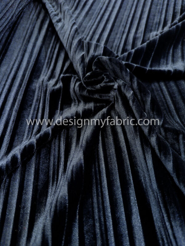 Dark grey tint blue velvet fabric #91934 - Image 5