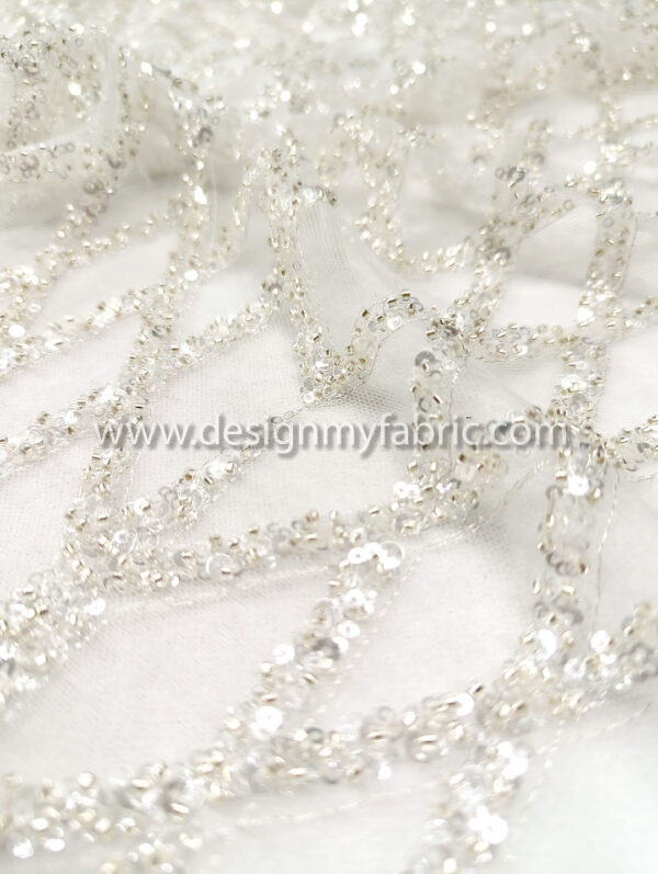 Off white bridal lace with pearls and beads #50803 - Image 6