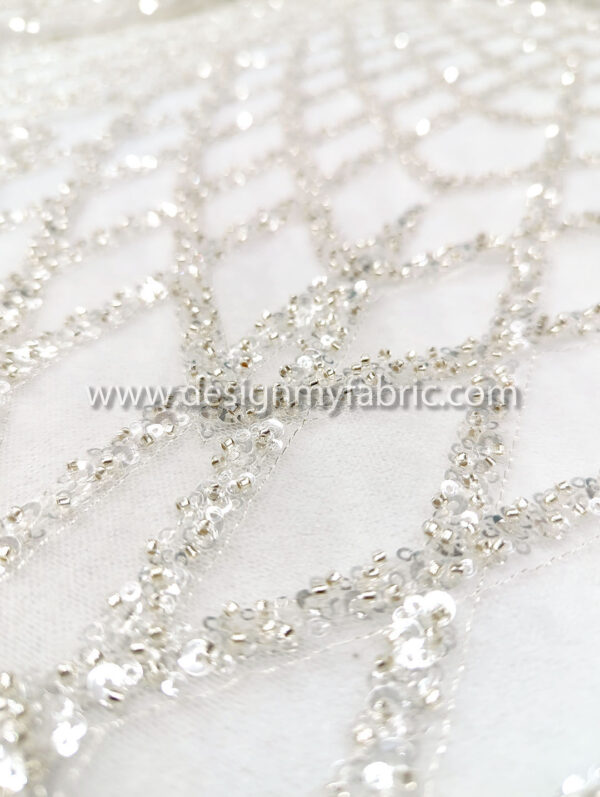 Off white bridal lace with pearls and beads #50803 - Image 7