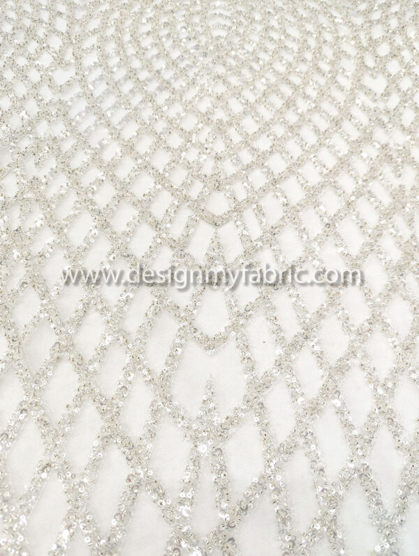 Off white bridal lace with pearls and beads #50803 - Image 9