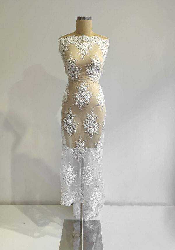 Off white bridal lace with pearls and beads #81749 - Image 11