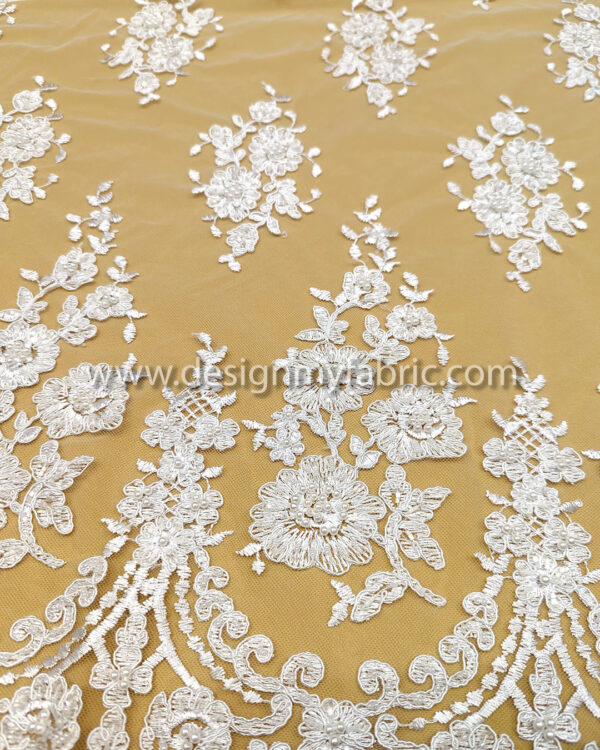 Off white bridal lace with pearls and beads #82123 - Image 7