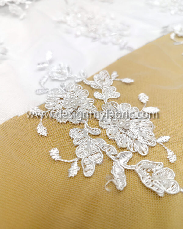 Off white bridal lace with pearls and beads #82123 - Image 2