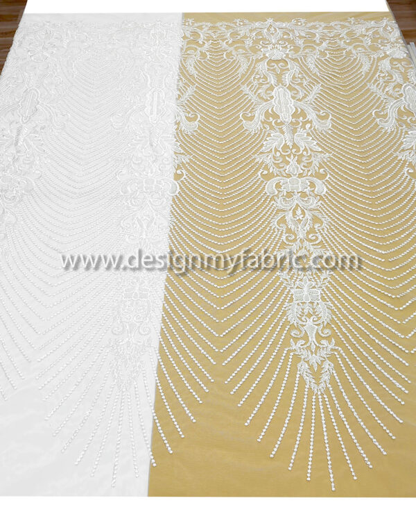 White bridal floral lace and beads #99421 - Image 9