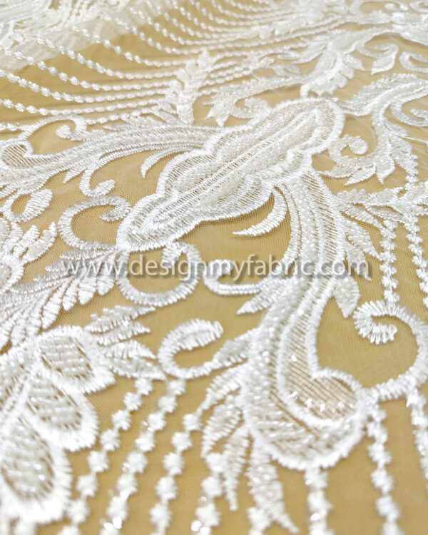 White bridal floral lace and beads #99421 - Image 4