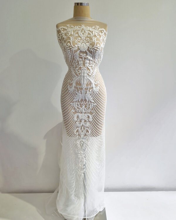 White bridal floral lace and beads #99421 - Image 10