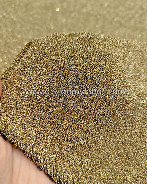 Gold jersey glitter fabric #50990 - Image 3